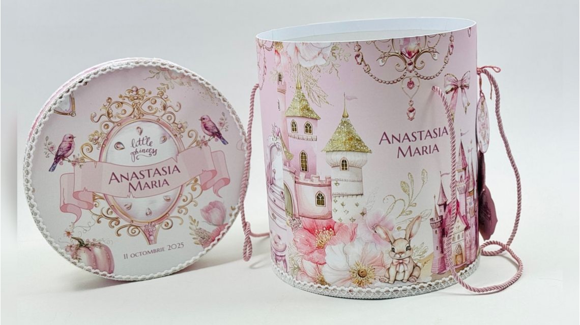 Trusou botez Princess Pink tematică prințesă, elegant și brodat 39